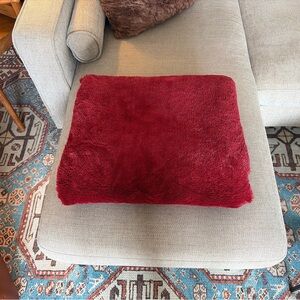 Restoration Hardware Red Plush Throw Blanket